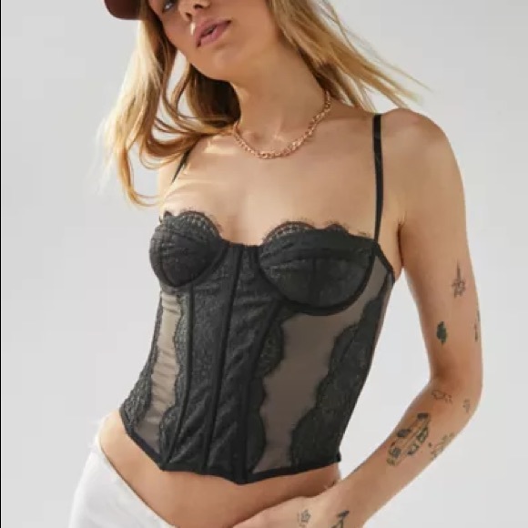Out From Under Modern Love Black Corset Top - Picture 1 of 4
